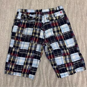 VTG Kanji Jeans Madras Patch Plaid Mens Shorts Logo Streetwear Y2K Men’s Size 38